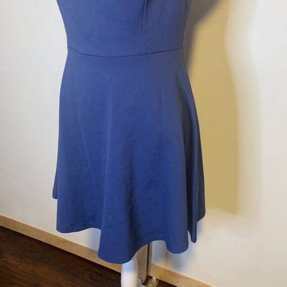 Lulu's Season of Fun blue off-the-shoulder fit & flair mini dress size M - Picture 4 of 13